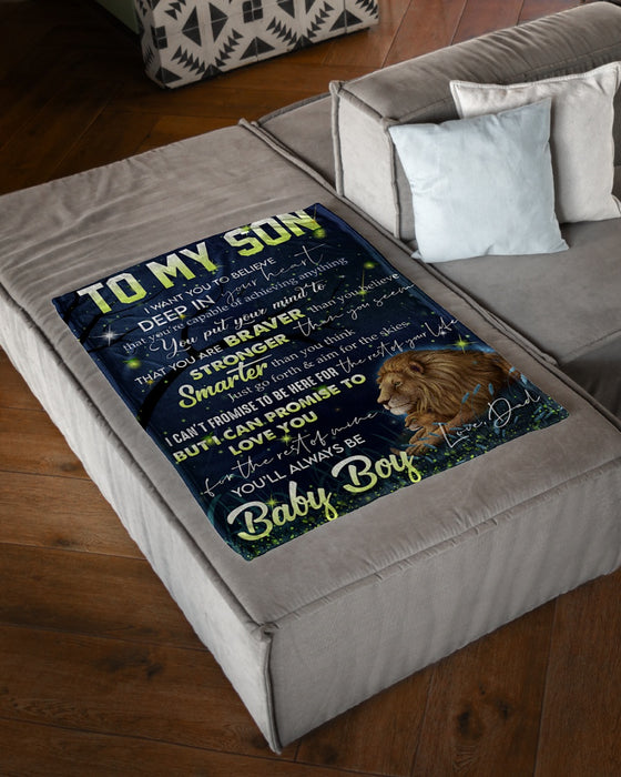 Personalized To My Son Blanket From Mom Dad Custom Name Lion Believe Deep In Your Heart Gifts For Christmas