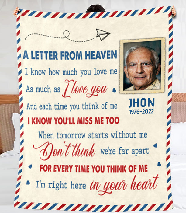 Personalized Memorial Blanket For Loss Of Loved Ones I Know You'll Miss Me Too Letter Custom Name Photo Keepsake Gifts