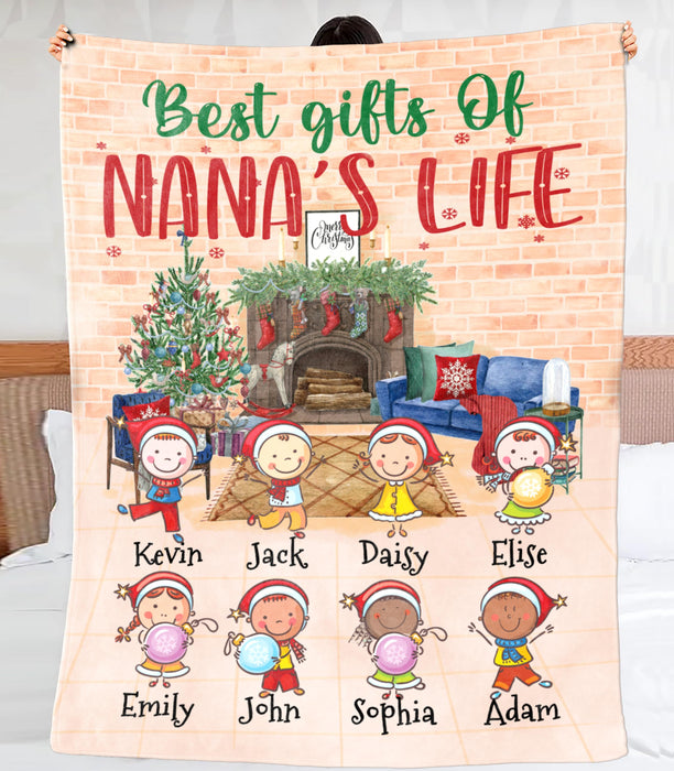 Personalized To My Grandma Blanket From Grandkids Awesome Nana's Life Santa's Hat Custom Name Gifts For Christmas