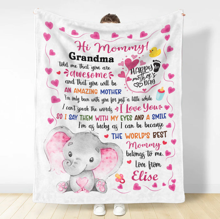 Personalized Blanket For First Time Mom Pink Elephant Mommy Belongs To Me Custom Name Gifts For First Mothers Day
