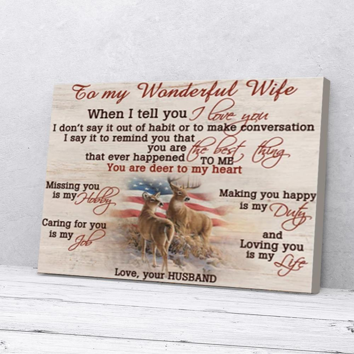 Personalized To My Wife Canvas Wall Art From Husband Deer Hunting Missing You Is Hobby Custom Name Poster Prints Gifts