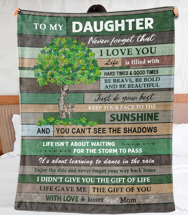 Personalized To My Daughter Blanket From Mom Never Forget That I Love You Shamrock Tree Printed St Patrick'S Day Blanket