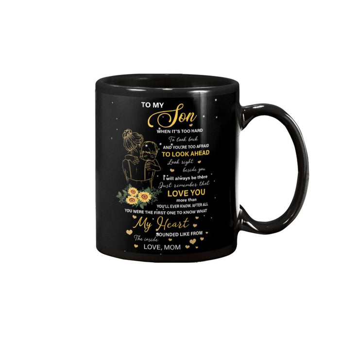 Personalized Coffee Mug For Son Gifts for Son from Mom Print Sunflower Mug Customized Mug Gifts For Birthday, Mothers Day 11Oz 15Oz Ceramic Coffee Mug