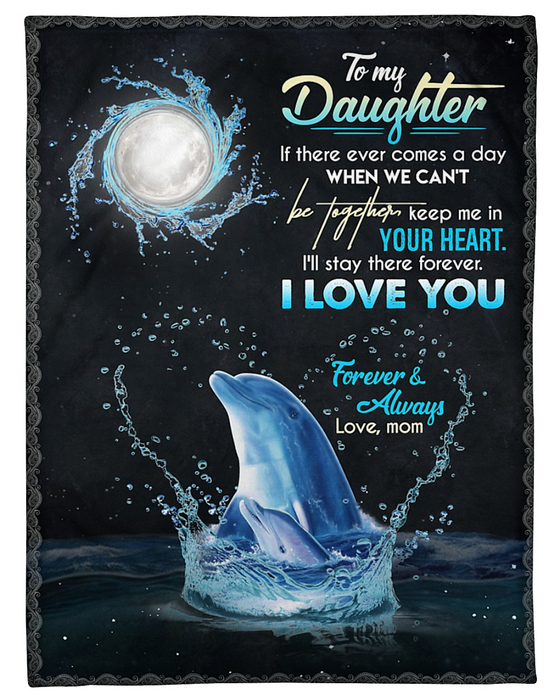 Personalized Fleece Blanket For Daughter Print Cute Dolphin Love Quotes For Daughter Customized Blanket Gifts For Birthday