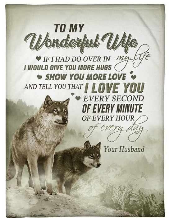 Personalized To My Wonderful Wife Blanket From Husband If I Had Do Over In Romantic Wolf Couple Printed