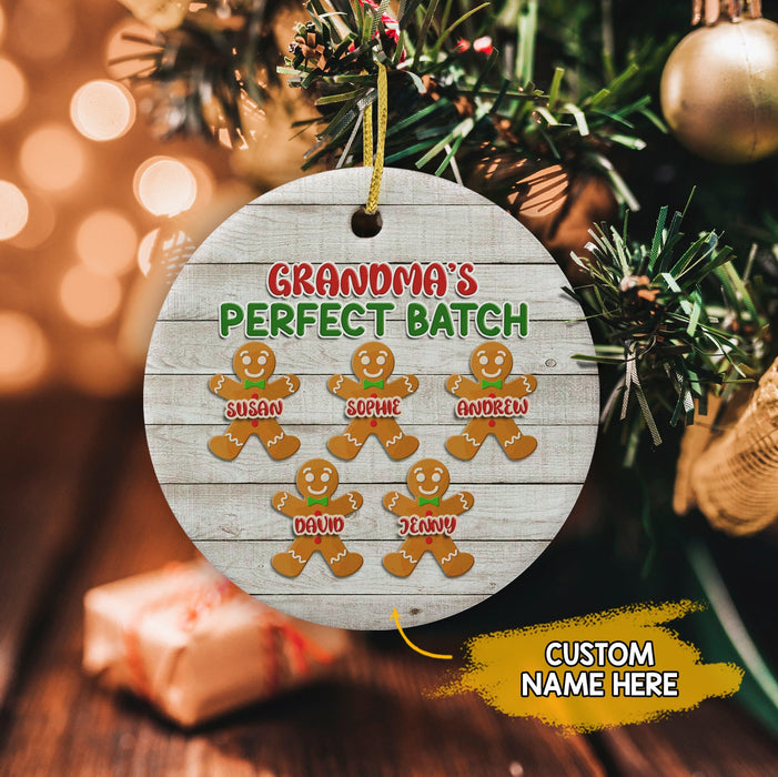 Personalized Gingerbread Christmas Ornament For Grandma Mom Custom Grandma's Perfect Batch Grandkids Names Ornaments