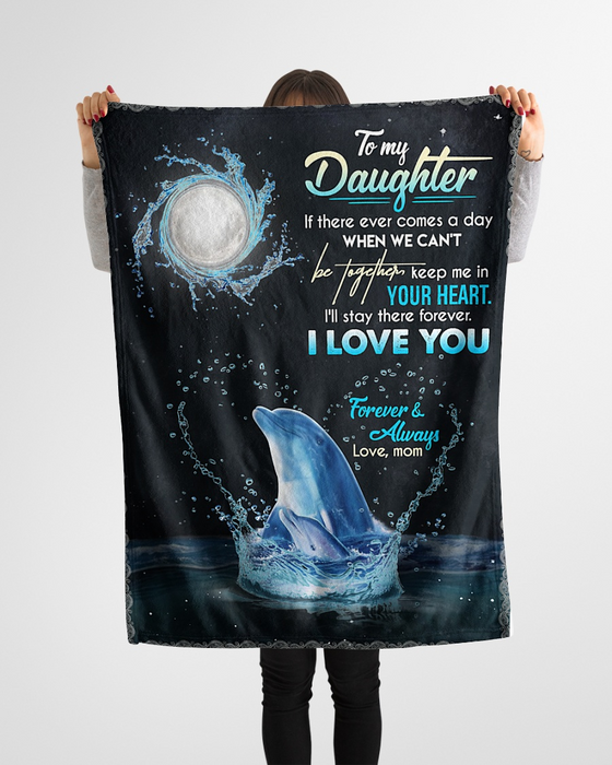 Personalized Fleece Blanket For Daughter Print Cute Dolphin Love Quotes For Daughter Customized Blanket Gifts For Birthday
