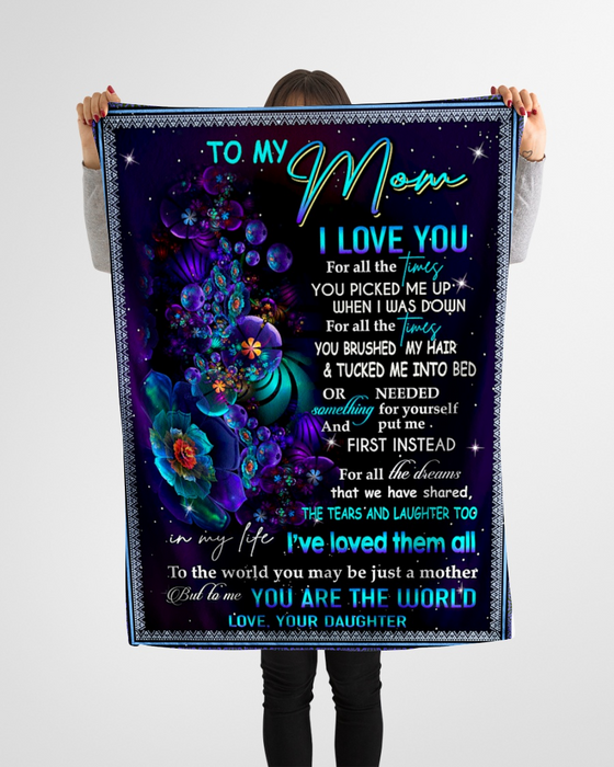 Personalized Fleece Blanket For Mom Art Print Flower Beautiful Love Quotes For Mom Customized Blanket Gift For Mothers Day Birthday Thanksgiving