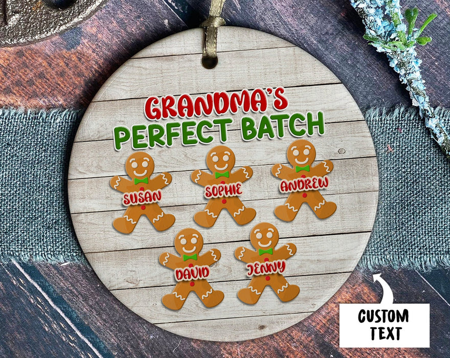 Personalized Gingerbread Christmas Ornament For Grandma Mom Custom Grandma's Perfect Batch Grandkids Names Ornaments