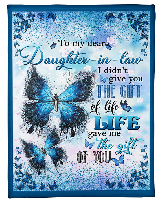 Personalized Fleece Blanket For Daughter In Law Print Beautiful Butterfly Blanket Customized Gifts For Birthday Graduation