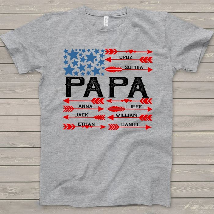 Personalized Shirt For Dad American Flag Custom Kids Name