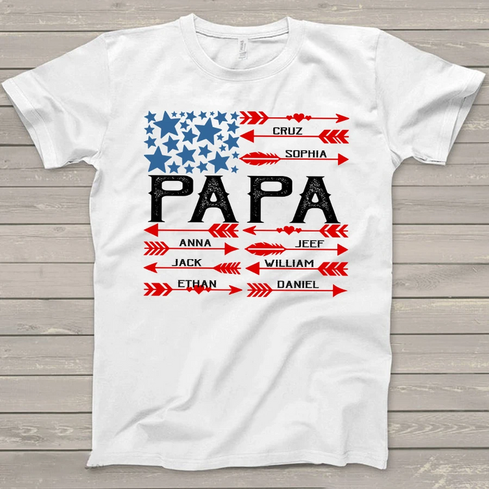 Personalized Shirt For Dad American Flag Custom Kids Name