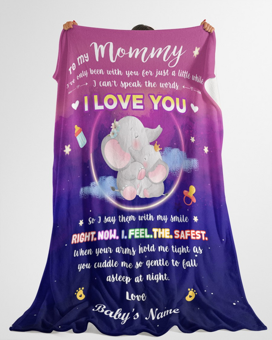 Personalized To My Mommy Blanket From Baby You Cuddle Me So Gentle To Fall Asleep Cute Elephant Printed Custom Name