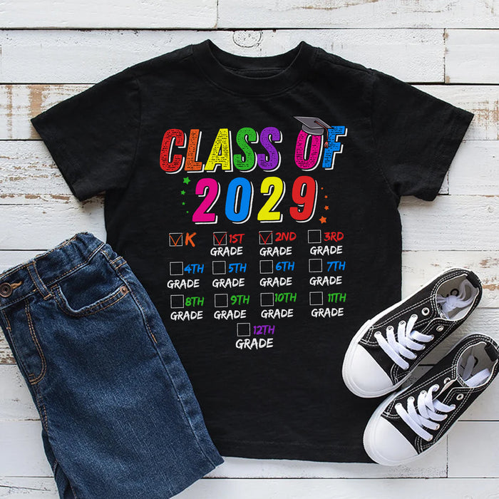 Personalized T-Shirt For Kids Class Of 2029 Colorful Design Custom Grade Level & Year Back To School Outfit