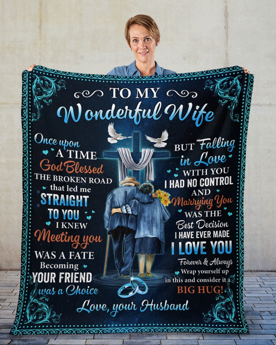 Personalized Blanket To My Wife From Husband Falling In Love With You Old Couple Galaxy Background Custom Name