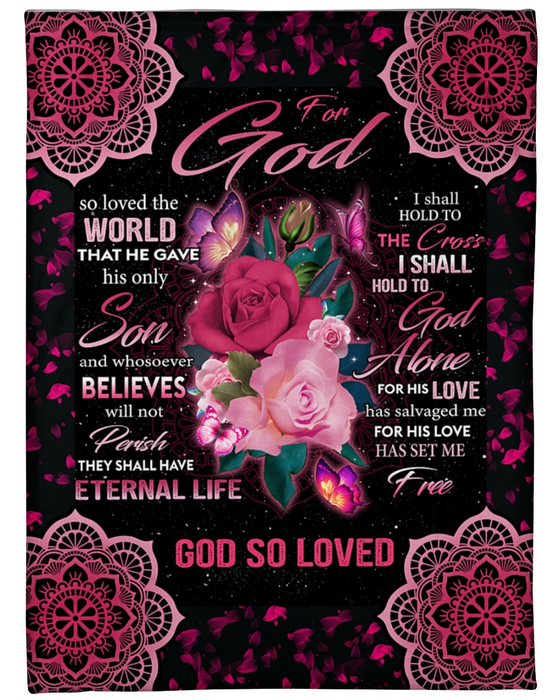 Fleece Blanket The God Sweet Quotes I Shall Hold To The Cross Print Rose Butterfly Jesus Christ Gifts For Easter Birthday Christmas