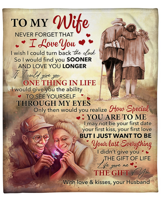 Personalized Blanket For Wife Print Romantic Old Couple Sweet Love Messages For My Wife Customized Blanket Gifts For Anniversary