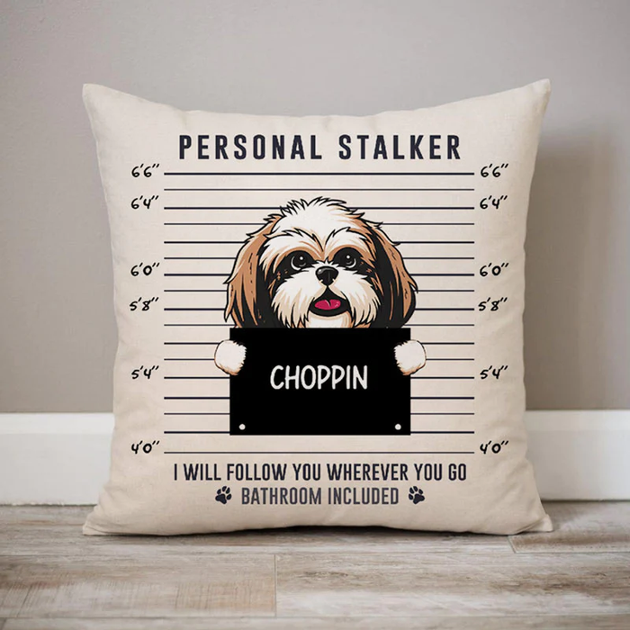 Personalized Square Pillow Gifts For Dog Owner Personal Stalker I Will Follow You Custom Name Sofa Cushion For Birthday