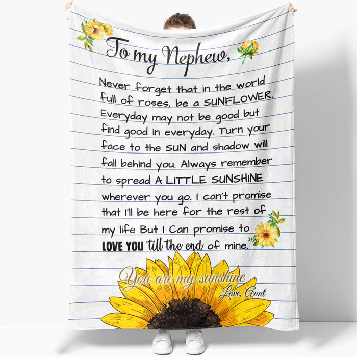 Personalized To My Nephew Blanket From Auntie Uncle Sunflower Never Forget In The World Custom Name Gifts For Christmas