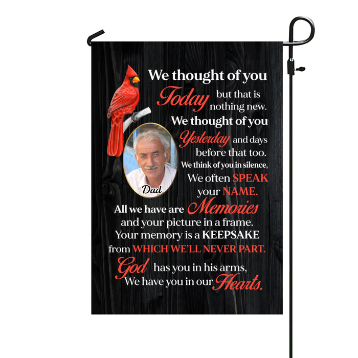 Personalized Memorial Gifts Flag For Family In Heaven Thought Of You Cardinal Bird Custom Name Photo Cemetery Decoration
