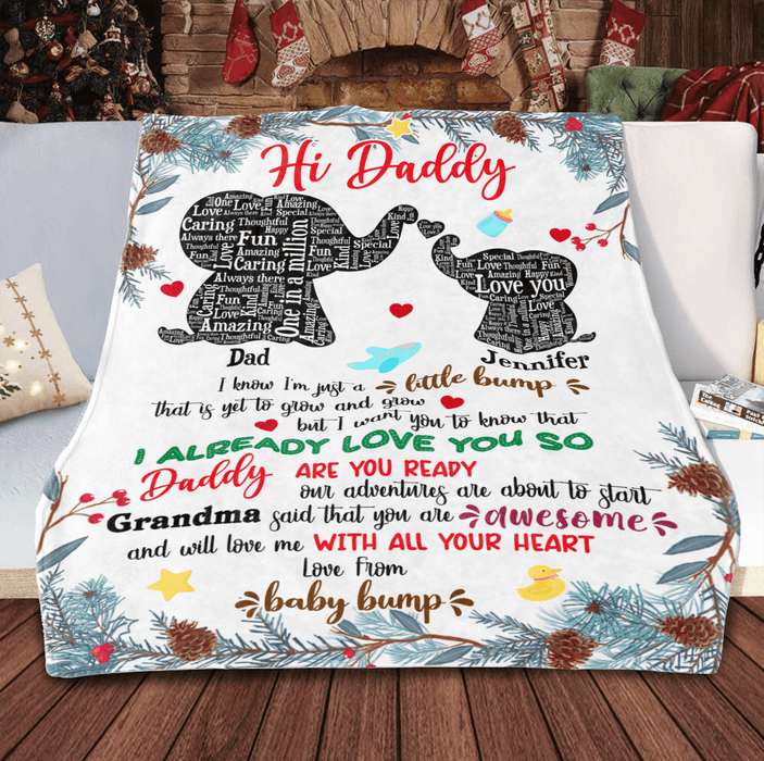 Personalized Blanket For New Dad From Baby It Yet To Grow And Grow Cute Elephant Custom Name Gifts For First Christmas