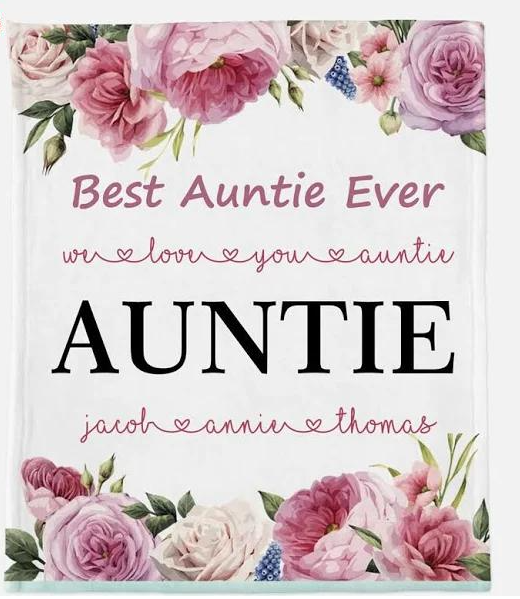 Personalized To My Auntie Blanket From Niece Nephew Pink Flowers Design Auntie Ever Custom Name Gifts For Christmas
