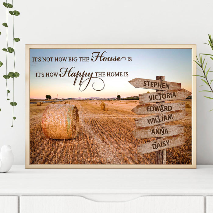 Personalized Wall Art Canvas For Family How Happy The Home Is Field Street Sign Poster Print Custom Multi Name