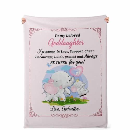 Personalized To My Beloved Goddaughter Blanket From Godmother I Promise To Love Support Cute Elephant Printed