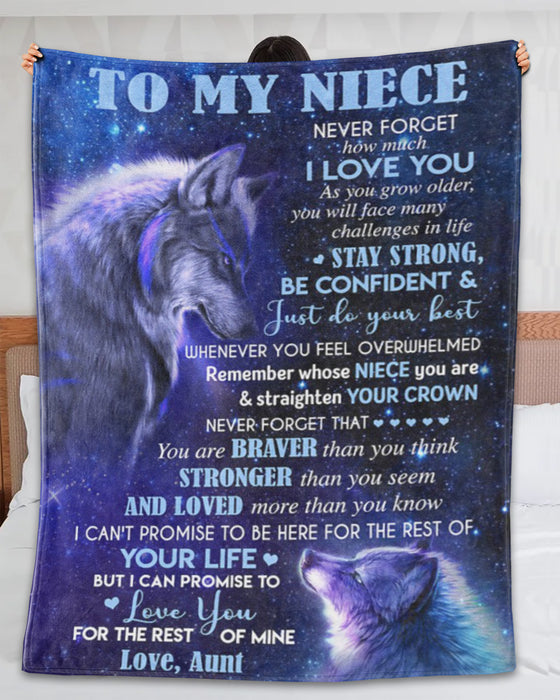 Personalized To My Niece Blanket From Aunt Uncle Wolves You Are Braver Stronger Custom Name Gifts For Christmas Xmas