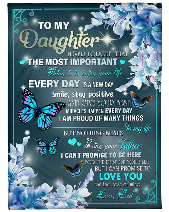 Personalized To My Daughter Blanket From Mom Dad Smile Stay Positive Butterflies Flower Custom Name Gifts For Birthday