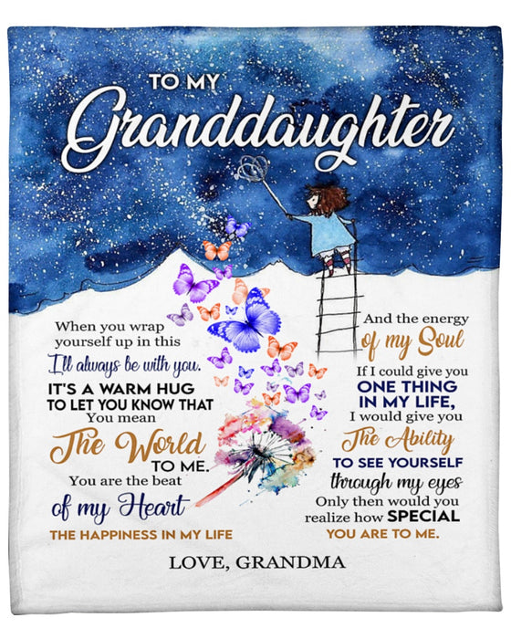 Personalized To Granddaughter Blanket From Grandma When You Wrap Yourself Up In This Print Dandelion Butterflies & Baby