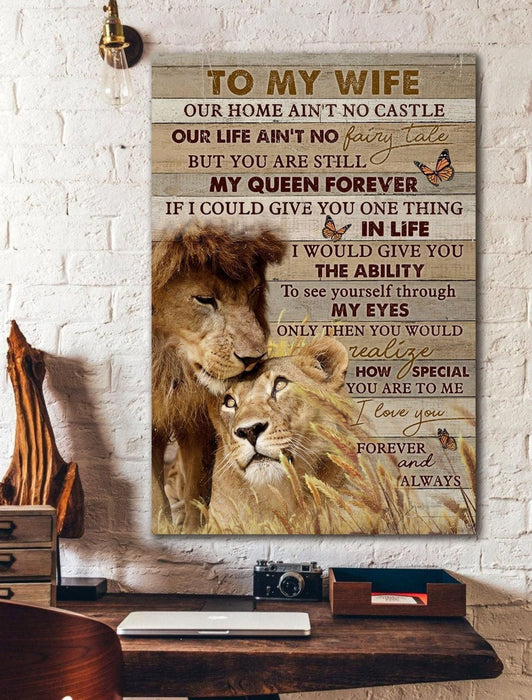 Personalized To My Wife Canvas Wall Art From Husband Our Home Ain't No Castle Lion  Custom Name Poster Prints Gifts