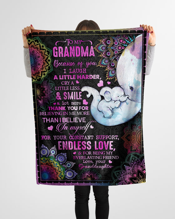 Personalized To My Grandma Blanket From Grandchildren Elephant I Laugh A Little Harder Custom Name Gifts For Christmas