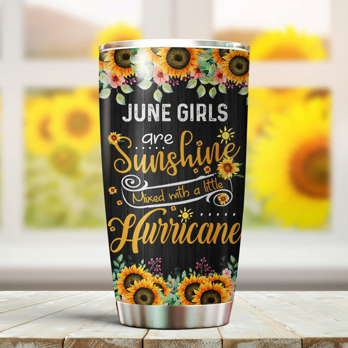 Personalized Tumbler For Daughter Sister Friend Bestie June Girls Are Sunshine Sunflower Custom Name Gifts For Birthday