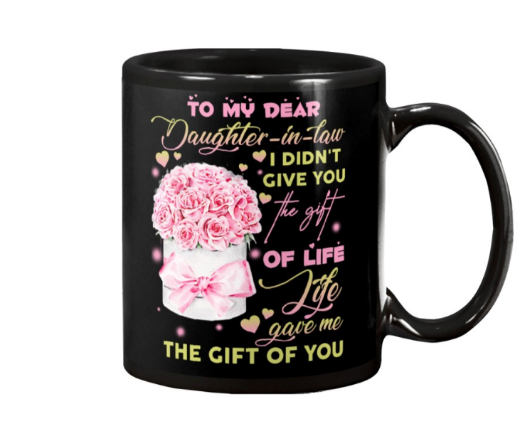 Personalized Coffee Mug Gifts For Daughter In Law Rose Flower Life Gave Me You Custom Name Black Cup For Christmas