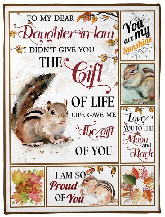 Personalized Fleece Blanket For Daughter In Law Print Squirrel Cute Message For Daughter From Mother Customized Blanket Gift For Anniversary Birthday