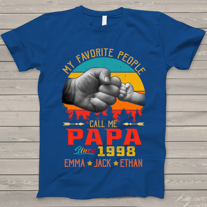 Personalized T-Shirt For Grandpa My Favorite People Call Me Papa Since Year Vintage Design Custom Grandkids Name