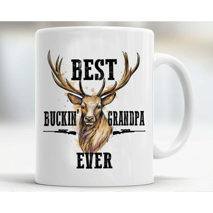 Best Buckin Grandpa Ever Coffee Mug Funny Hunting Gifts For Father's Day Retirement For Men Hunter