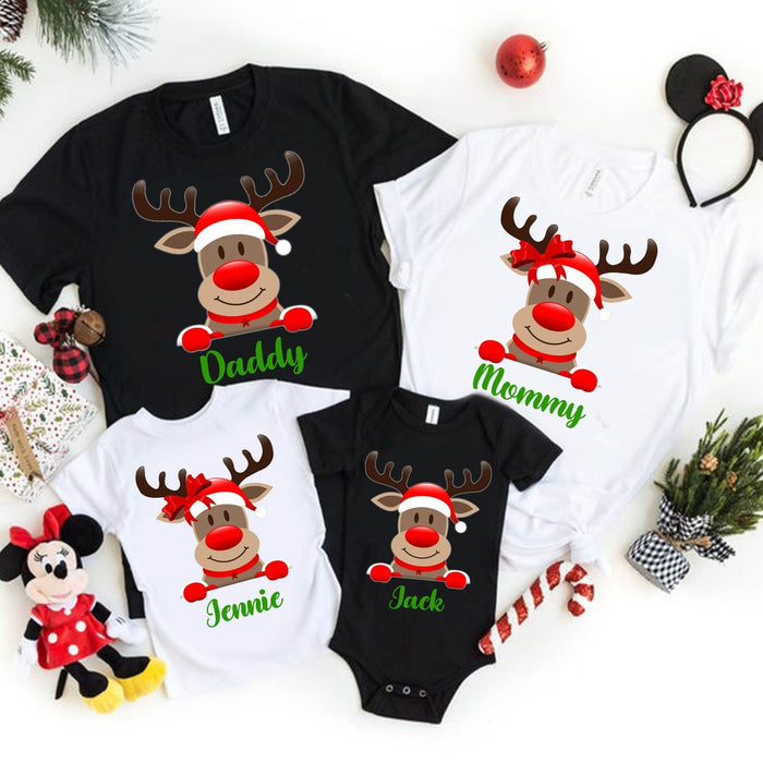 Personalized Christmas Reindeer Shirts Matching Family Christmas Shirts Xmas Family Outfit