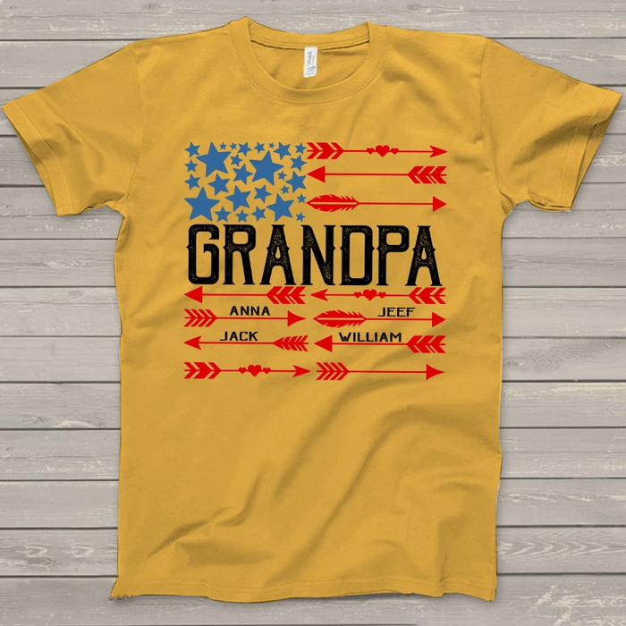 Personalized Shirt For Dad American Flag Custom Kids Name