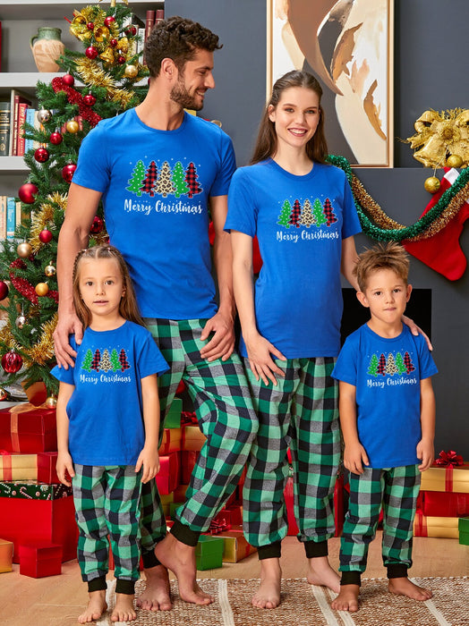 Classic Matching Shirt For Family Merry Christmas Print Xmas Tree Red Buffalo Plaid Leopard Design Matching T-Shirt