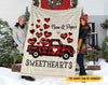 Personalized Blanket For Grandparent Nana & Papa's Sweethearts Plaid Truck With Heart Design Custom Grandkid's Names