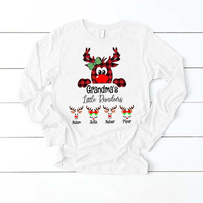 Personalized Sweatshirt Grandma's Little Reindeers Old Reindeer & Baby With Funny Face Printed Custom Grandkids Name