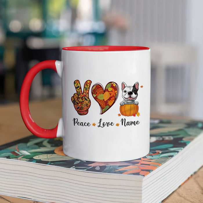 Personalized Coffee Mug Gifts For Dog Lovers Peace Love Dog Halloween Pumpkins Custom Name Accent Cup For Christmas
