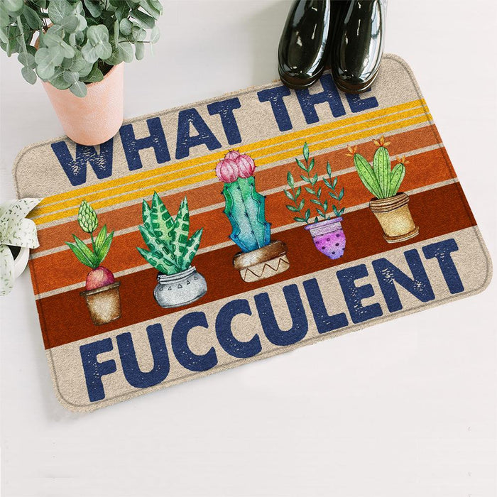 Welcome Doormat What The Fucculent Cute Cactus And Plant Printed Vintage Design Front Doormat For Home Decor