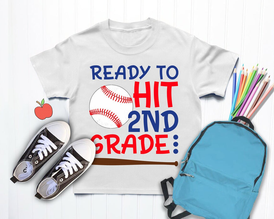Personalized T-Shirt For Kids Ready To Hit Preschool Baseball Lovers Custom Grade Level Back To School Outfit