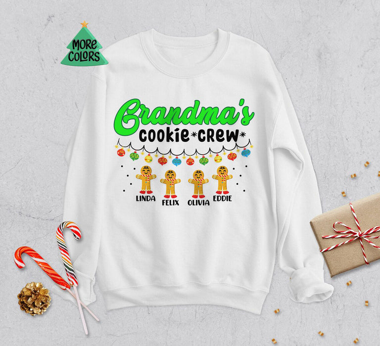 Personalized Christmas Sweatshirt Grandma's Cookie Crew Cute Gingerbread Printed Custom Grandkids Name