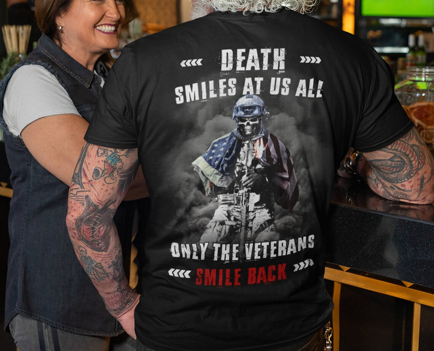 Classic T-Shirt For Men Dead Smiles At Us All Only Veterans Smile Back American Soldier US Flag Patriotic Shirt
