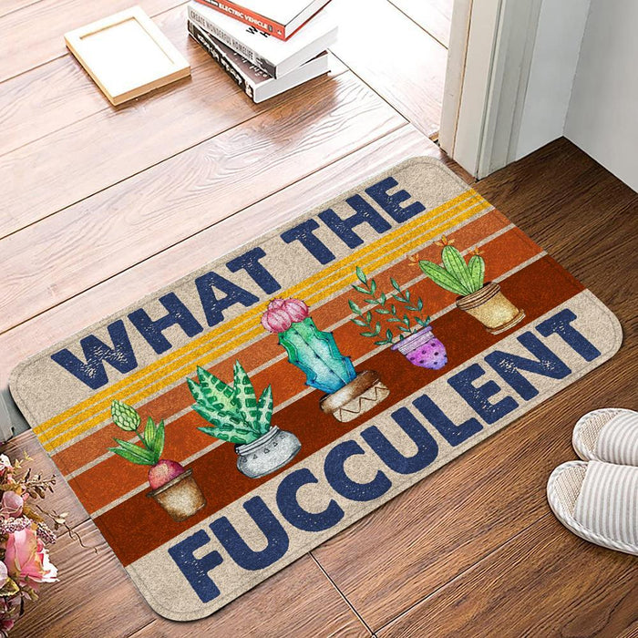 Welcome Doormat What The Fucculent Cute Cactus And Plant Printed Vintage Design Front Doormat For Home Decor