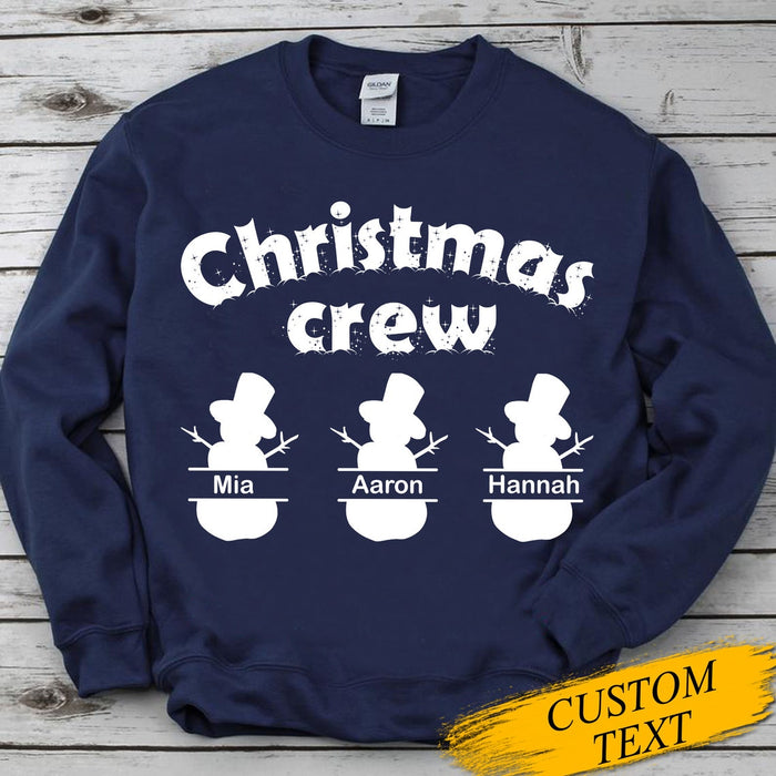 Personalized Christmas Crew Sweatshirts Matching Family Holiday Custom Snowman Name Xmas Shirt For Winter
